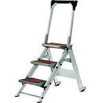 SAFETY STEP 3 STEP ALUMINIUM WITH SAFETY RAIL/WHEELS 0.69M 150KG
