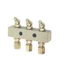 HEADER BLOCK ONLY 3 OUTLET C/W 6MM FITTINGS & GREASE NIPPLES