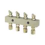 HEADER BLOCK 4 OUTLET C/W 6MM FITTINGS + GREASE NIPPLES 6134 ALEMLUBE