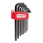 ALLEN KEY SET HEX BALL-END LONG BLACK AF 5/64 - 3/8 9 PCE ST20139SY