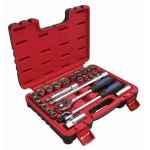 SOCKET SET IN X-CASE 1/2 DRIVE 22PCE METRIC/SAE (12PT) - AUSTECH