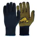 GLOVES KNITTED POLYCOTTON - POLKA DOT NAVY SINGLE SIDED YELLOW DOT L