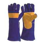 GLOVES WELDING FRONTIER BLUE WITH REINFORCED PALM GAUNTLET