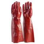GLOVES FRONTIER PVC RED 45CM SINGLE DIP L