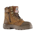 BOOT ARGYLE SZ 6 STEEL TOE TPU SOLE SCUFF CAP ZIP BROWN 312639