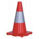 SAFETY / TRAFFIC CONE 450MM ORANGE REFLECTIVE TAPE BLACK RUBBER BASE