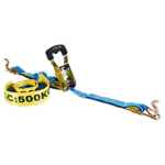 RATCHET TIE DOWN 25MM X 5M RUBBER GRIP HANDLE HOOK & KEEPER 500KG 3490