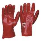 GLOVES PVC RED SINGLE DIP LENGTH 27CM