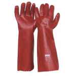GLOVES PVC RED SINGLE DIP LENGTH 45CM