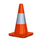 SAFETY / TRAFFIC CONE 900MM ORANGE REFLECTIVE TAPE BLACK RUBBER BASE