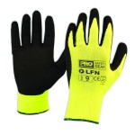 GLOVES SYN LATEX BLK FOAM ON HI VIS YEL NYLON LINER SZE 10