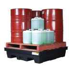 BUND PALLET POLY 4 X 205L OR 8 X 20L DRUMS REMOVABLE GRATE