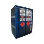 GAS CYLINDER STORAGE PARTITIONED SUIT 9X FULL/9X EMPTY G CYLINDERS C/W FLAMMABLE SIGN & CHAIN