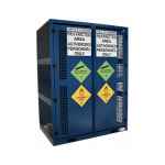 GAS CYLINDER STORAGE PARTITIONED SUIT 9X FULL/9X EMPTY G CYLINDERS C/W NON-FLAMMABLE SIGN & CHAIN