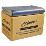BIN LINER / GARBAGE BAG 240L BLACK H/DUTY 25UM CARTON 100