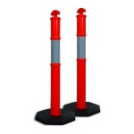 BOLLARD T-TOP REFLECTIVE & 6KG RUBBER BASE 1.2M