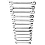 SPANNER SET COMBINATION OPEN END RATCHETING MET 12 PIECE GEARWRENCH