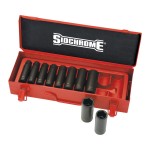 IMPACT SOCKET SET DEEP 1/2DR METRIC 10 PCE SIDCHROME
