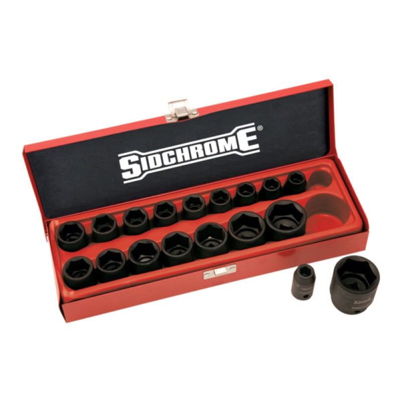 IMPACT SOCKET SET 1/2DR METRIC 18 PCE SIDCHROME Integrated Industrial