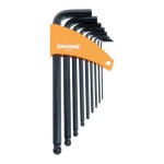 HEX KEY SET LONG ARM BALL POINT METRIC 9 PIECE SIDCHROME