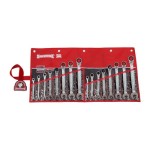 SPANNER SET COMBINATION ROE GEARED REVERSIBLE 16 PIECE METRIC WALLET