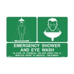 SIGN POLY EMERGENCY EYE WASH AND SHOWER 600 X 450MM