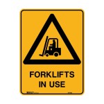 SIGN METAL FORKLIFTS IN USE METAL 600MM X 450MM
