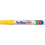 ARTLINE 90 PERMANENT MARKER YELLOW 5.0MM CHISEL NIB BOX 12