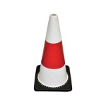 SAFETY / TRAFFIC CONE PVC WHITE 700MM RED REFLECTIVE SLEEVE