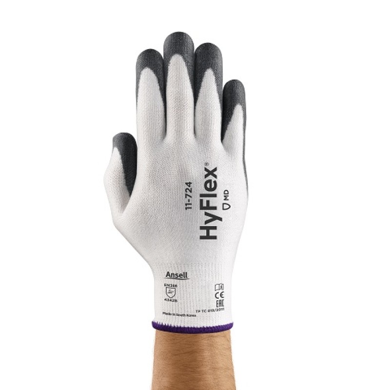 GLOVES HYFLEX (11-724) POLY PALM WHITE CUT 3 SIZE 11 PACK 12 ...