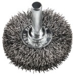 BRUSH WHEEL S/STEEL CRIMPED 70MM X 16MM X 6MM SPINDLE KLINGSPOR