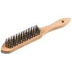 WIRE HAND BRUSH 4 ROW S/STEEL BRISTLES WOOD HANDLE KLINGSPOR