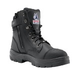 BOOT SOUTHERN CROSS SZ 10 STEEL TOE TPU SOLE SCUFF CAP ZIP BLACK 312661 STEEL BLUE