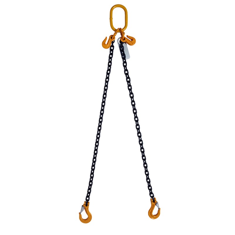 SLING CHAIN 2 LEG ADJ 10MM X 6M 3.5T WLL CLEVIS SAFETY LATCH HOOK