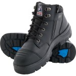 BOOT PARKES SZ 9.5 STEEL TOE TPU SOLE SCUFF CAP ZIP BLACK 312658 STEEL BLUE