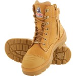 BOOT SOUTHERN CROSS SZ 7 STEEL TOE TPU SOLE SCUFF CAP ZIP WHEAT 312661 STEEL BLUE