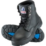 BOOT ARGYLE SZ 8.5 STEEL TOE NITRILE SOLE LACE UP BLACK 322102 STEEL BLUE