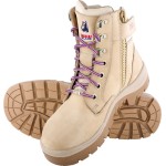 BOOT LADIES SOUTHERN CROSS SZ 6 STEEL TOE NITRILE SOLE ZIP SAND 522761 STEEL BLUE