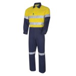 MENS COVERALL 190GSM LIGHTWEIGHT COTTON 3M REFLECTIVE TAPE YELLOW / NAVY DC2120T1
