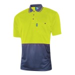 MENS SHIRT POLO HI VIS 145GSM MICROMESH SHORT SLEEVE YELLOW / NAVY CS2851