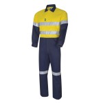 MENS COVERALL 320GSM HEAVYWEIGHT COTTON 3M REFLECTIVE TAPE YELLOW / NAVY DC2180T1