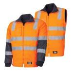 JACKET WET WEATHER 300D POLY REMOVABLE SLEEVES TRUVIS REFLECTIVE TAPE ORANGE / NAVY TJ2945T4