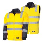 JACKET WET WEATHER 300D POLY REMOVABLE SLEEVES TRUVIS REFLECTIVE TAPE YELLOW / NAVY TJ2945T4