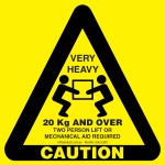 CAUTION VERY HEAVY 20KGS & OVER FLURO LABELS ROLLS 250